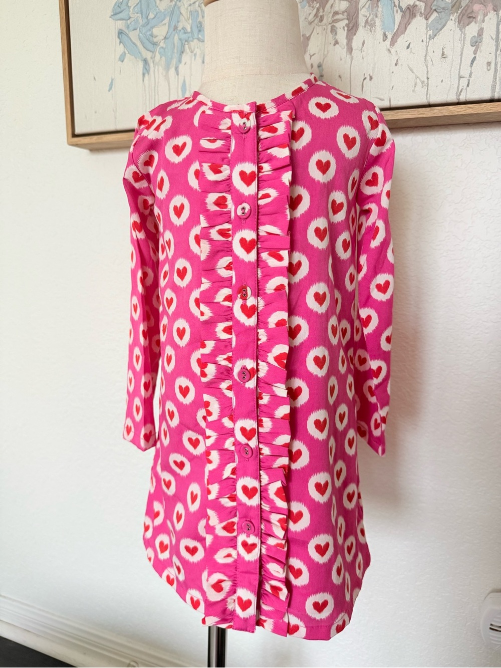 Masala Baby Pink and Red Heart Ruffle Valentine Dress